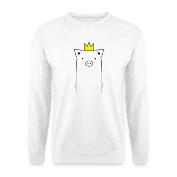 Schwein mit Krone Schweinchen Ferkel Sau Geschenk - Unisex Pullover - Weiß - Vorne