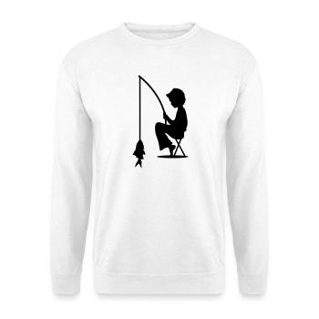 A boy fishes a big fish - Unisex Sweatshirt - white - Front