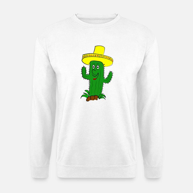 Lustiger Kaktusmit Sombrero - Unisex Pullover - Weiß