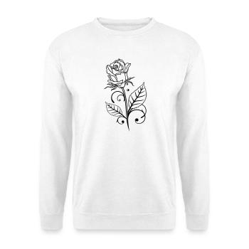 Rose mit Blättern - Unisex Pullover - Weiß - Vorne