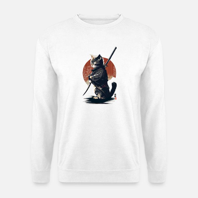 Kawaii Neko Samurai : Katzen-Samurai - Unisex Pullover - Weiß