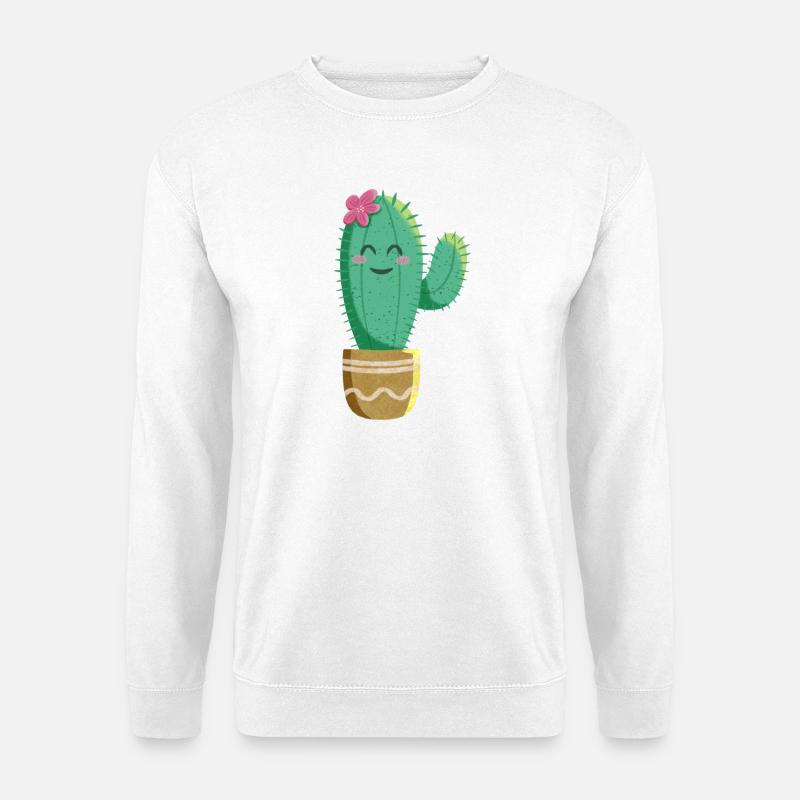 Cactus mignon avec fleur - Sweat-shirt Unisexe - blanc