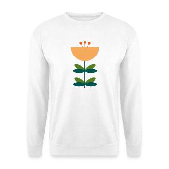 Abstraktes Blüten-Illustrationsdesign - Unisex Pullover - Weiß - Vorne - Alina (178cm) & Michal (187cm)