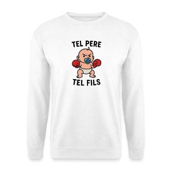 Baby boxer cartoon like father like son - Unisex Sweatshirt - white - Front