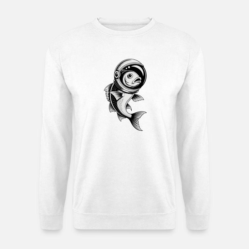 Fisch im Weltraum - Cooles Astonomy-Logo - Unisex Pullover - Weiß