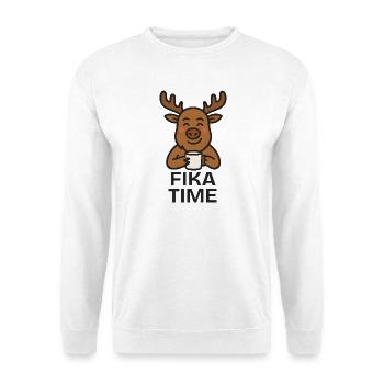 Tasse à café de renne mignon Design Fika Time - Sweat-shirt Unisexe - blanc - Devant