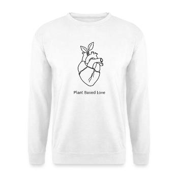 Plant-based Love – Heart &amp; Leaf Fine Line - Unisex Sweatshirt - white - Front