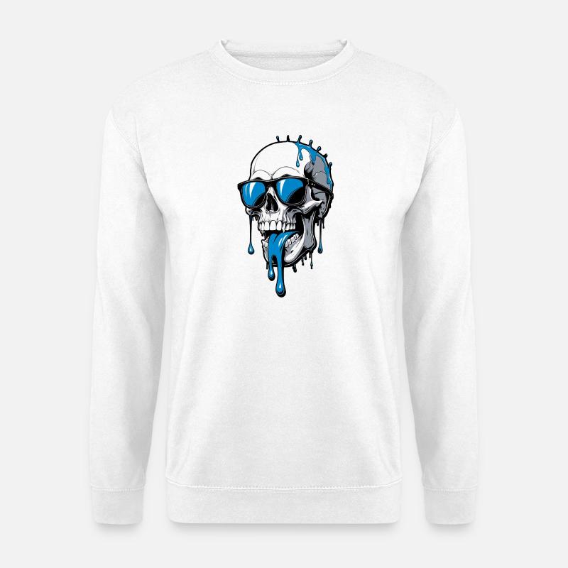 Skull with sunglasses and teardrop design - Unisex Sweatshirt - white