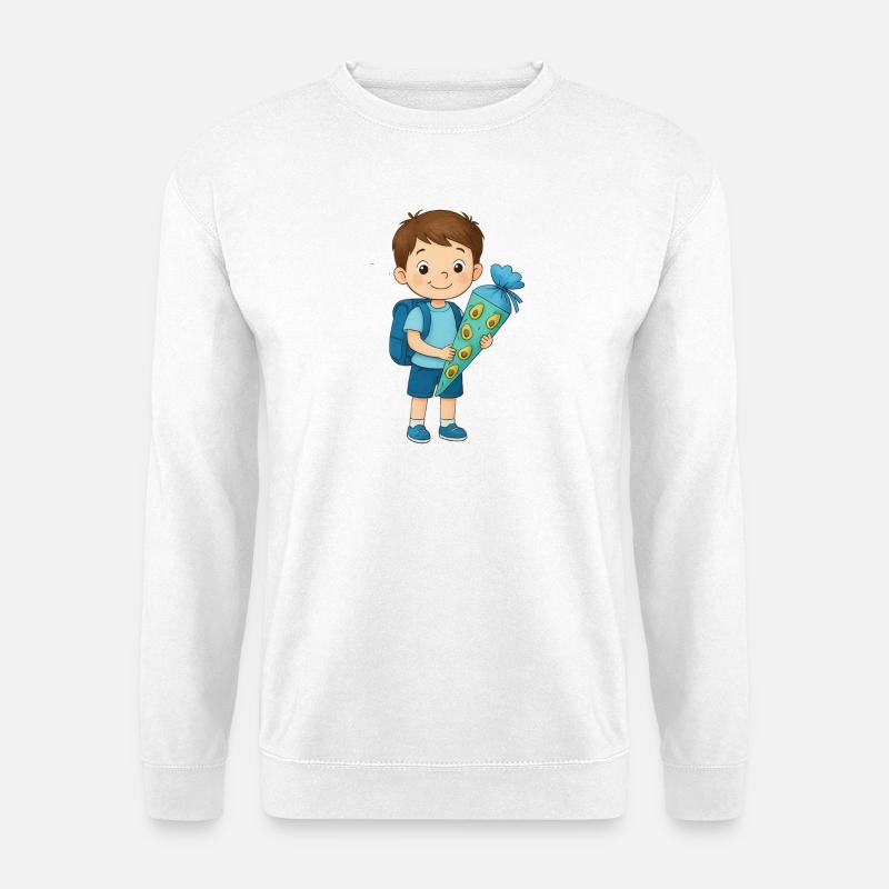 Schüler mit Avocado-Schultüte - Unisex Pullover - Weiß