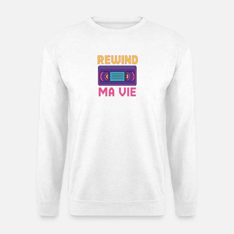 Rewind My Life Retro Kassette - Unisex Pullover - Weiß
