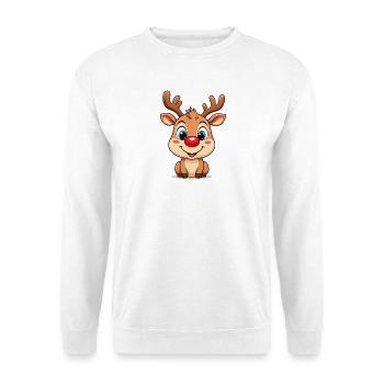 Rudolph Rentier Cartoon Weihnachtspullover - Unisex Pullover - Weiß - Vorne