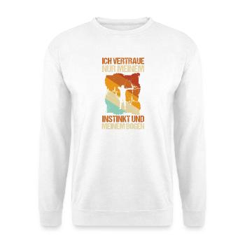 Bogenschütze Bogensport Bogenschießen - Unisex Pullover - Weiß - Vorne - Alina (178cm) & Michal (187cm)