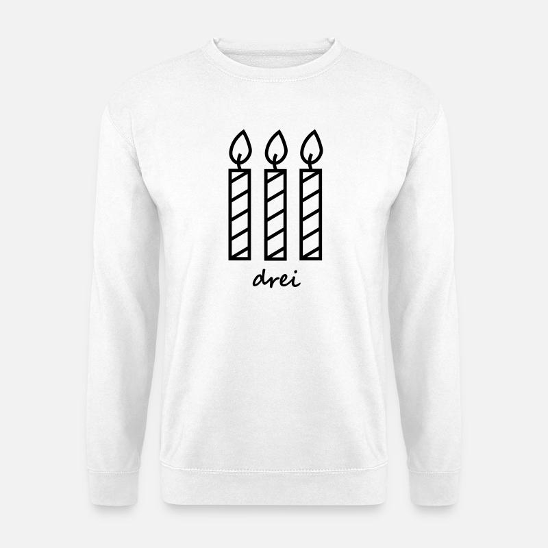 Geburtstag drei Kerzen - Unisex Pullover - Weiß