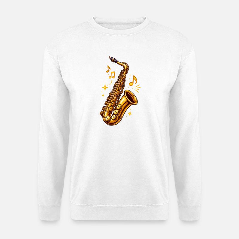 Goldener Saxophon Jazz Illustration - Unisex Pullover - Weiß