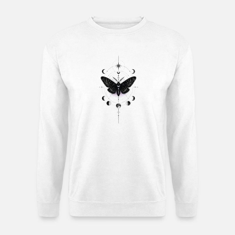 Moonlit Moth in Celestial Ring - Unisex Sweatshirt - white