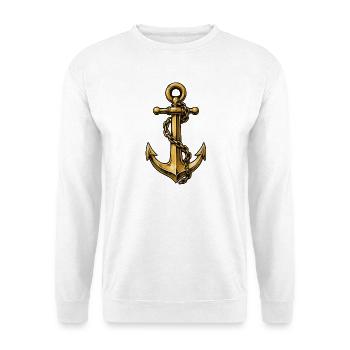Ancre dorée avec chaîne rétro - Sweat-shirt Unisexe - blanc - Devant