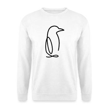 Pinguin Einlinienzeichnung Niedlich Eis Antarktis - Unisex Pullover - Weiß - Vorne - Alina (178cm) & Michal (187cm)