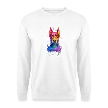 Dobermann Pinscher Buntes Aquarell Illustration - Unisex Pullover - Weiß - Vorne - Alina (178cm) & Michal (187cm)