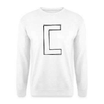 Eckige Klammer handgezeichnet - Unisex Pullover - Weiß - Vorne - Alina (178cm) & Michal (187cm)