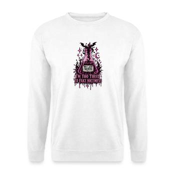 Zu müde, NICENESS zu faken – Pink Potion - Unisex Pullover - Weiß - Vorne - Alina (178cm) & Michal (187cm)