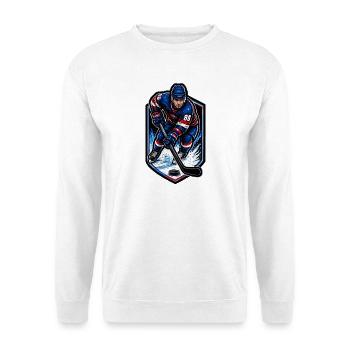 Eisjäger 86 – Hockey-Action - Unisex Pullover - Weiß - Vorne - Alina (178cm) & Michal (187cm)