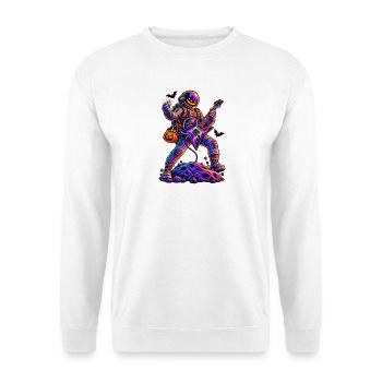 KOSMISCHER ROCKER | Trick oder Riff - Unisex Pullover - Weiß - Vorne - Alina (178cm) & Michal (187cm)