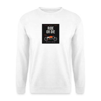 Ride or Die Motorrad-Statement - Unisex Pullover - Weiß - Vorne - Alina (178cm) & Michal (187cm)