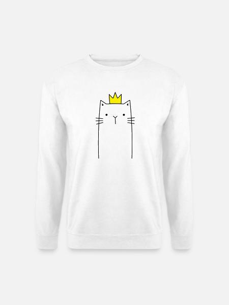 Katze mit Krone Prinz Prinzessin Geschenk - Unisex Pullover - Weiß