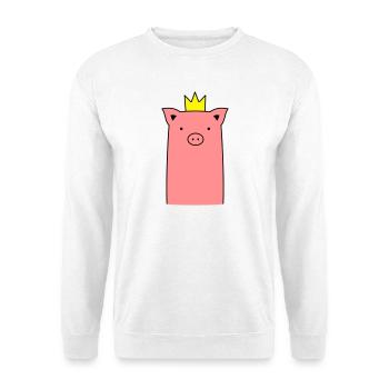 Sau Ferkel Schweinchen mit Krone Geschenk - Unisex Pullover - Weiß - Vorne