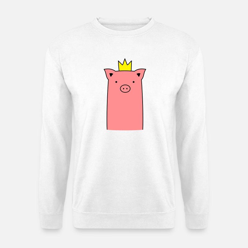 Sau Ferkel Schweinchen mit Krone Geschenk - Unisex Pullover - Weiß
