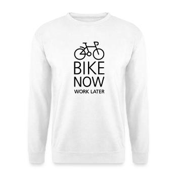 Bike now work later - Unisex Pullover - Weiß - Vorne