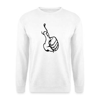 Anglerdaumen Thumbs up Nokidding Logo - Unisex Pullover - Weiß - Vorne