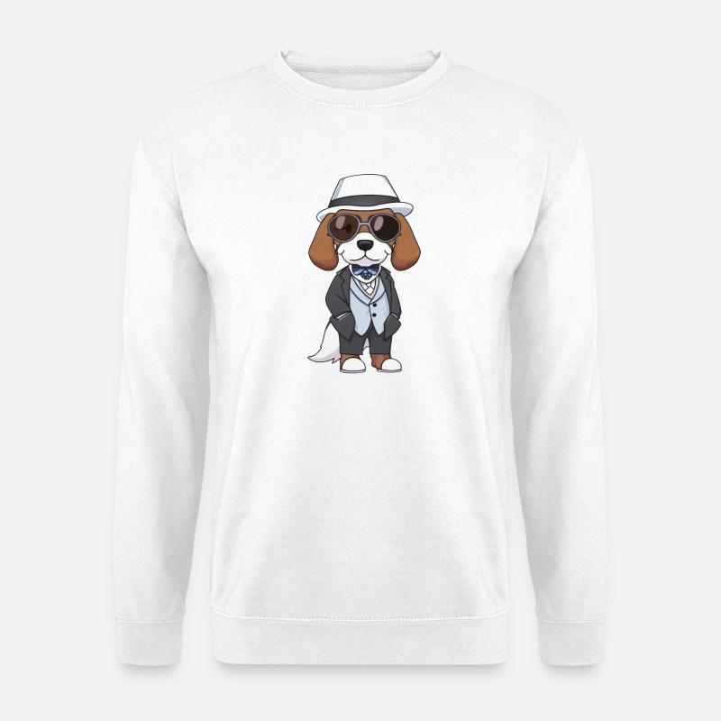 beagle hut brille - Unisex Pullover - Weiß