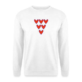 HERZ. HERZ. VALENTINSTAG. LIEBE. LIEBE. PAAR. - Unisex Pullover - Weiß - Vorne - Alina (178cm) & Michal (187cm)