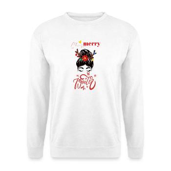 Winterzauber Kranz mit Rentierhörnern Ugly Sweater - Unisex Pullover - Weiß - Vorne