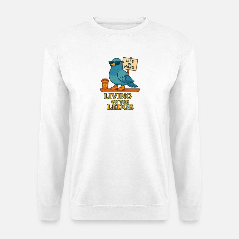 Drôle de colombe avec bouclier et café - Sweat-shirt Unisexe - blanc