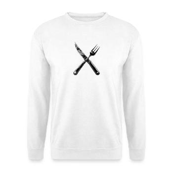 Besteck schwarz weiss - Unisex Pullover - Weiß - Vorne