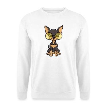 Illustration d'un charmant chihuahua avec des lunettes - Sweat-shirt Unisexe - blanc - Devant