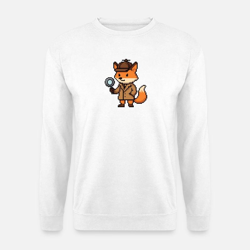 Pixel Detective Fuchs Design - Unisex Pullover - Weiß
