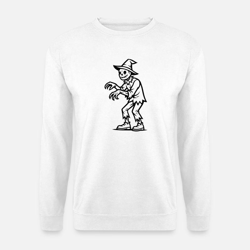 Gruselige Vogelscheuche Illustration - Unisex Pullover - Weiß
