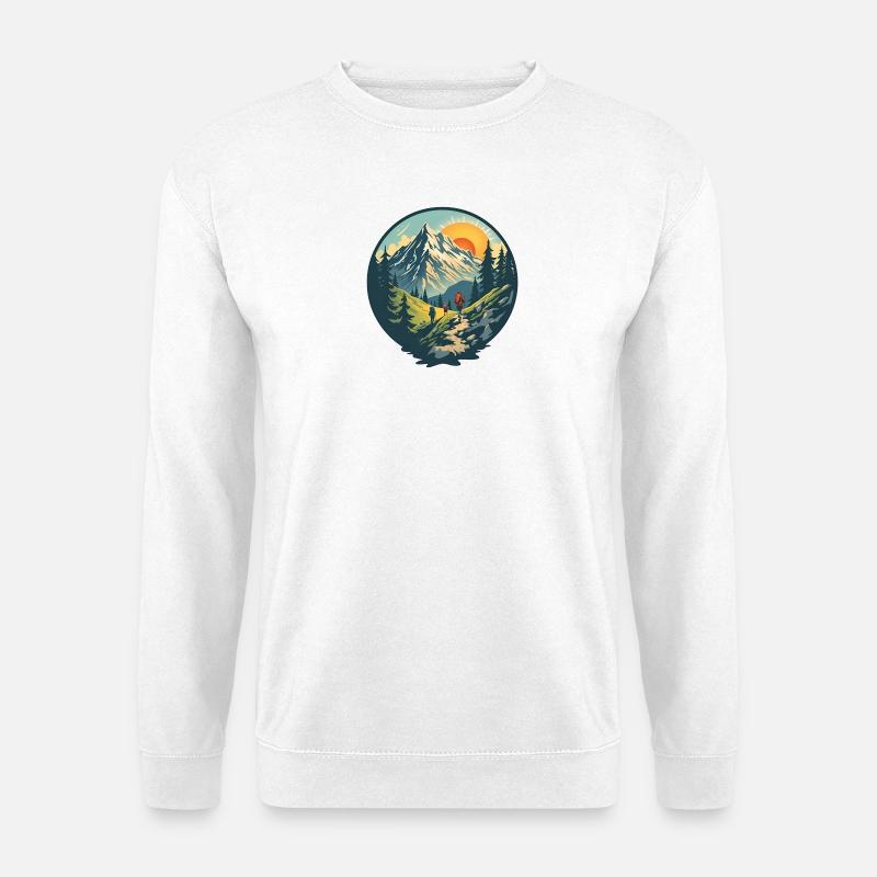 Bergwanderer im Sonnenuntergang - Unisex Pullover - Weiß