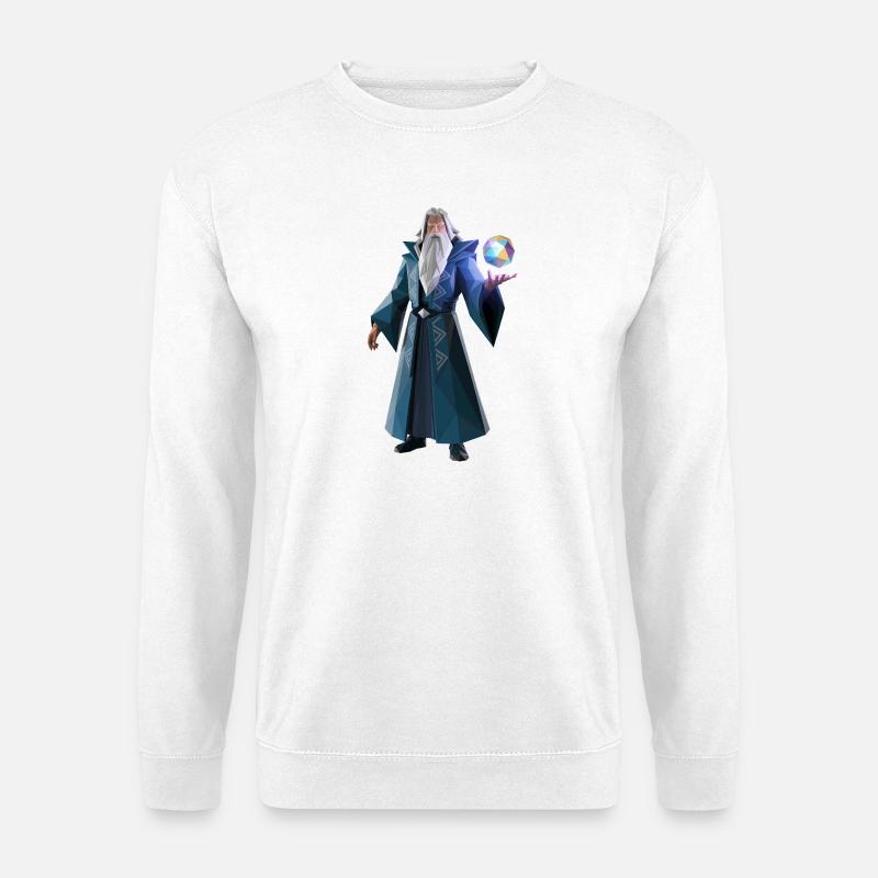 Wise Wizard - Cooles Low-Poly-Logo - Unisex Pullover - Weiß
