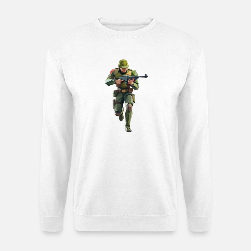 Army Soldier - Cooles Low-Poly-Logo - Unisex Pullover - Weiß