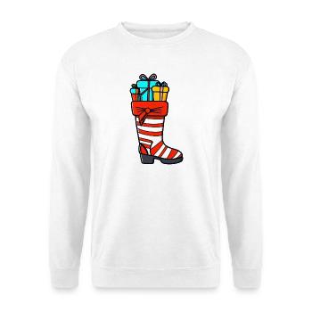 Colorful Christmas stocking with gifts - Unisex Sweatshirt - white - Front