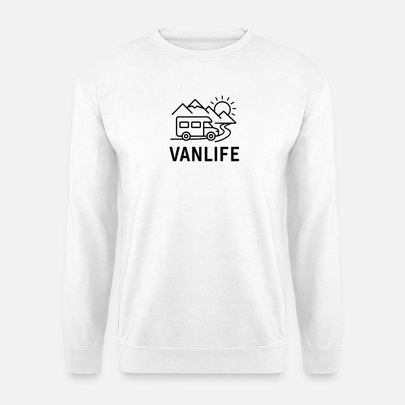 Vanlife Berglandschaft Camper - Unisex Pullover - Weiß