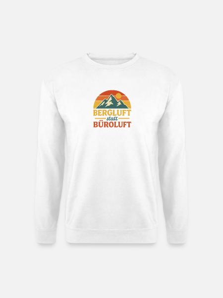 Bergluft statt Büroluft Retro Logo - Unisex Pullover - Weiß