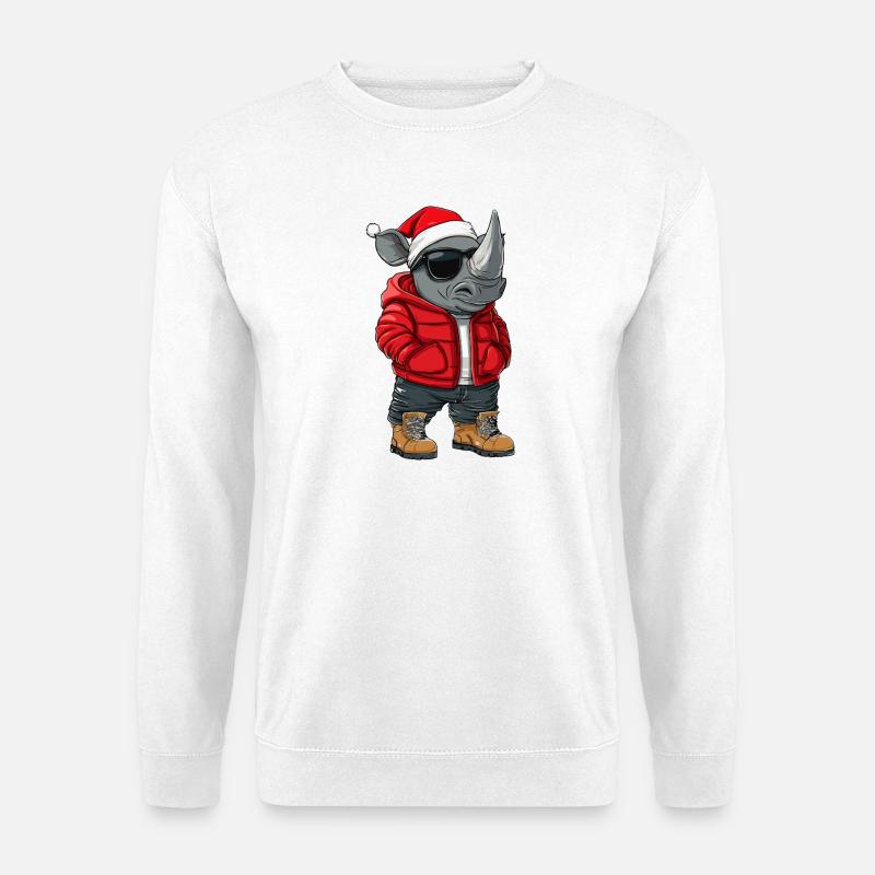 Nashorn Weihnachten Winter - Unisex Pullover - Weiß