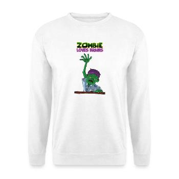 Zombie Loves Brains Funny Undead Monster Horror - Unisex Sweatshirt - white - Front