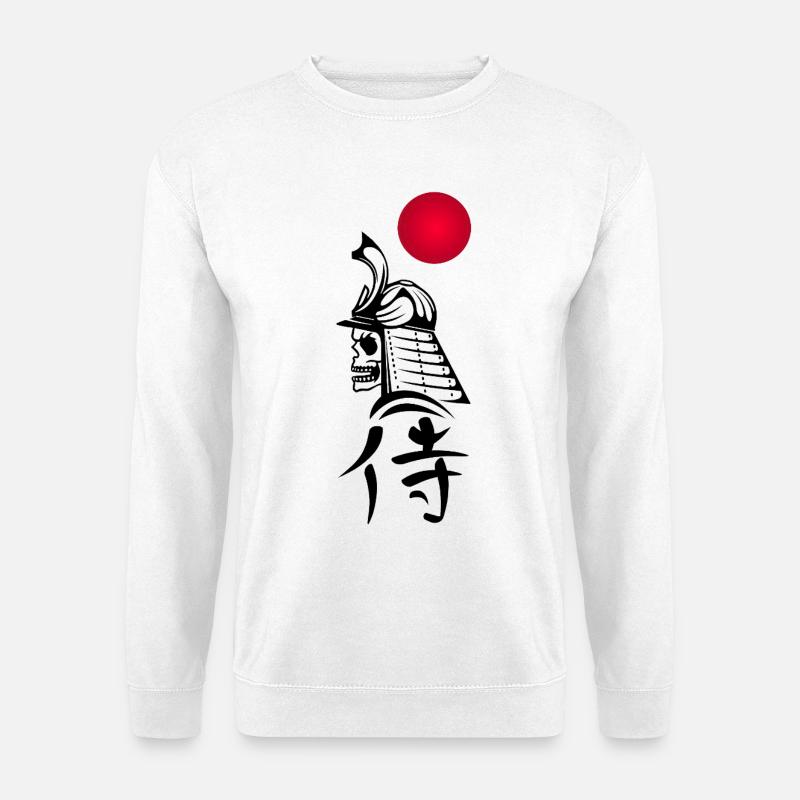 Schwarzer Samurai und Rote Sonne - Unisex Pullover - Weiß