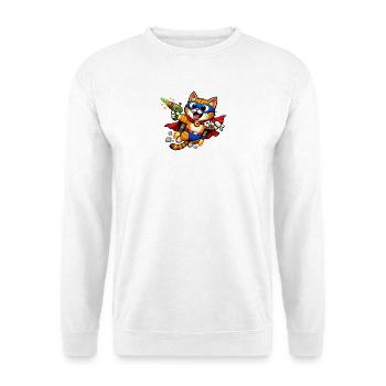 Superheldenkatze im Flug - Unisex Pullover - Weiß - Vorne